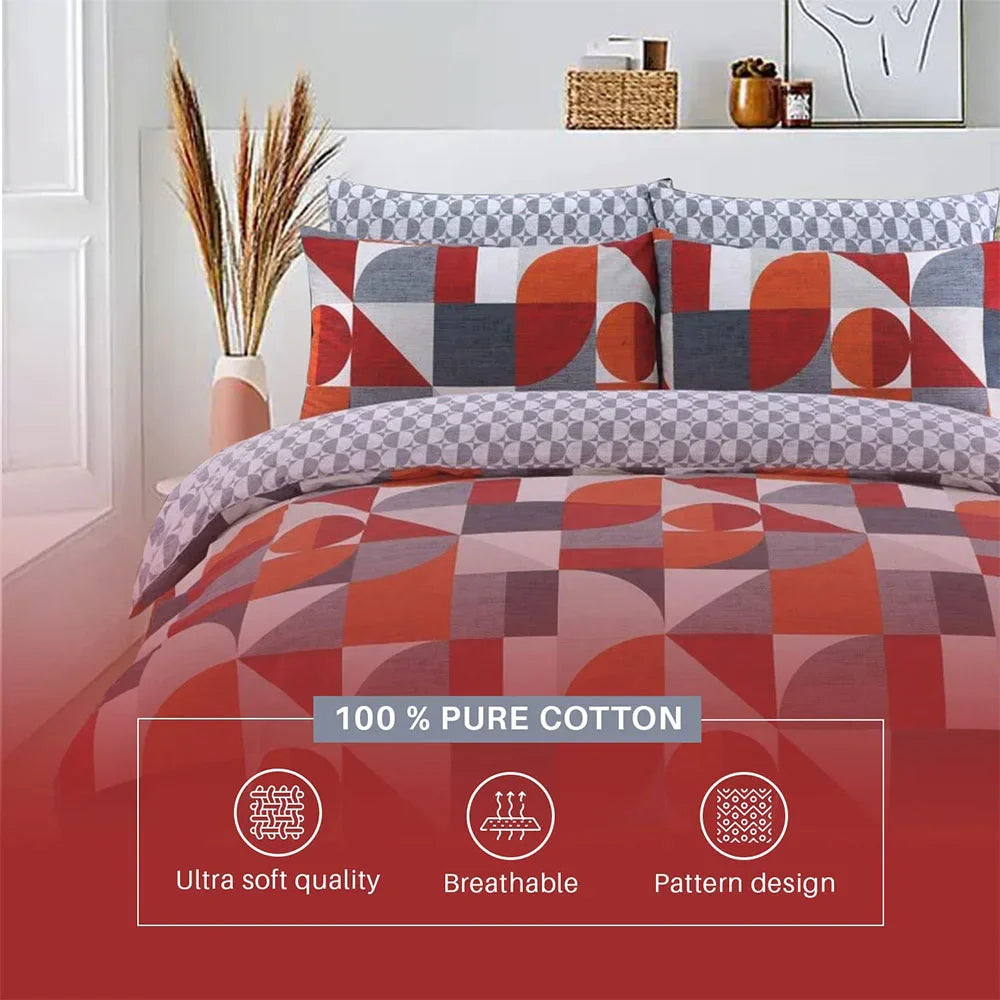 pure cotton duvet cover set with geometric print