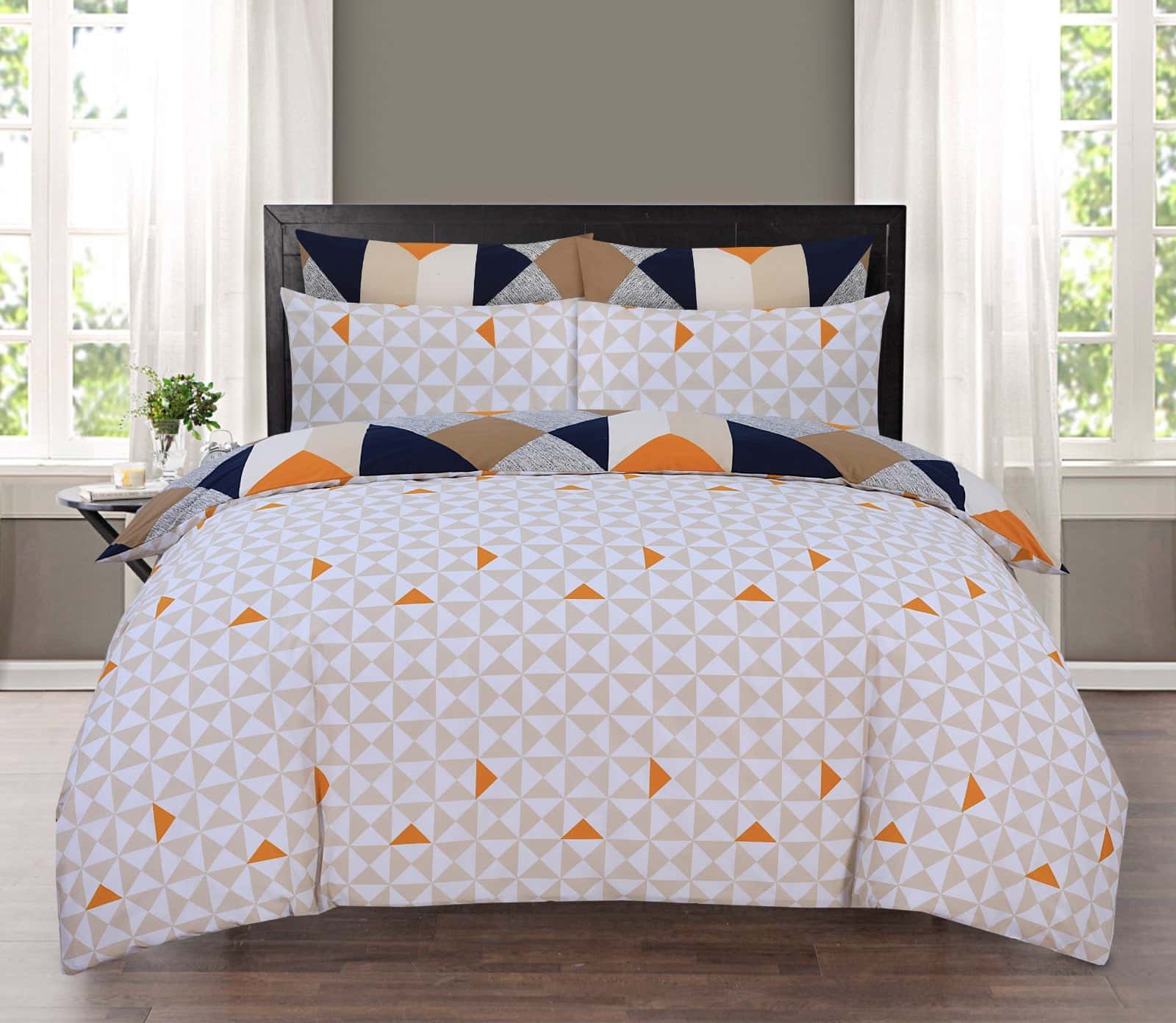 pure cotton geometric duvet cover set