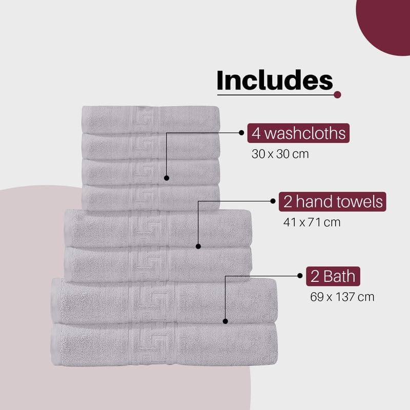soft and durable egyptian cotton bath towel set - 2 Bath - 2 hand towels - 4 washcloths