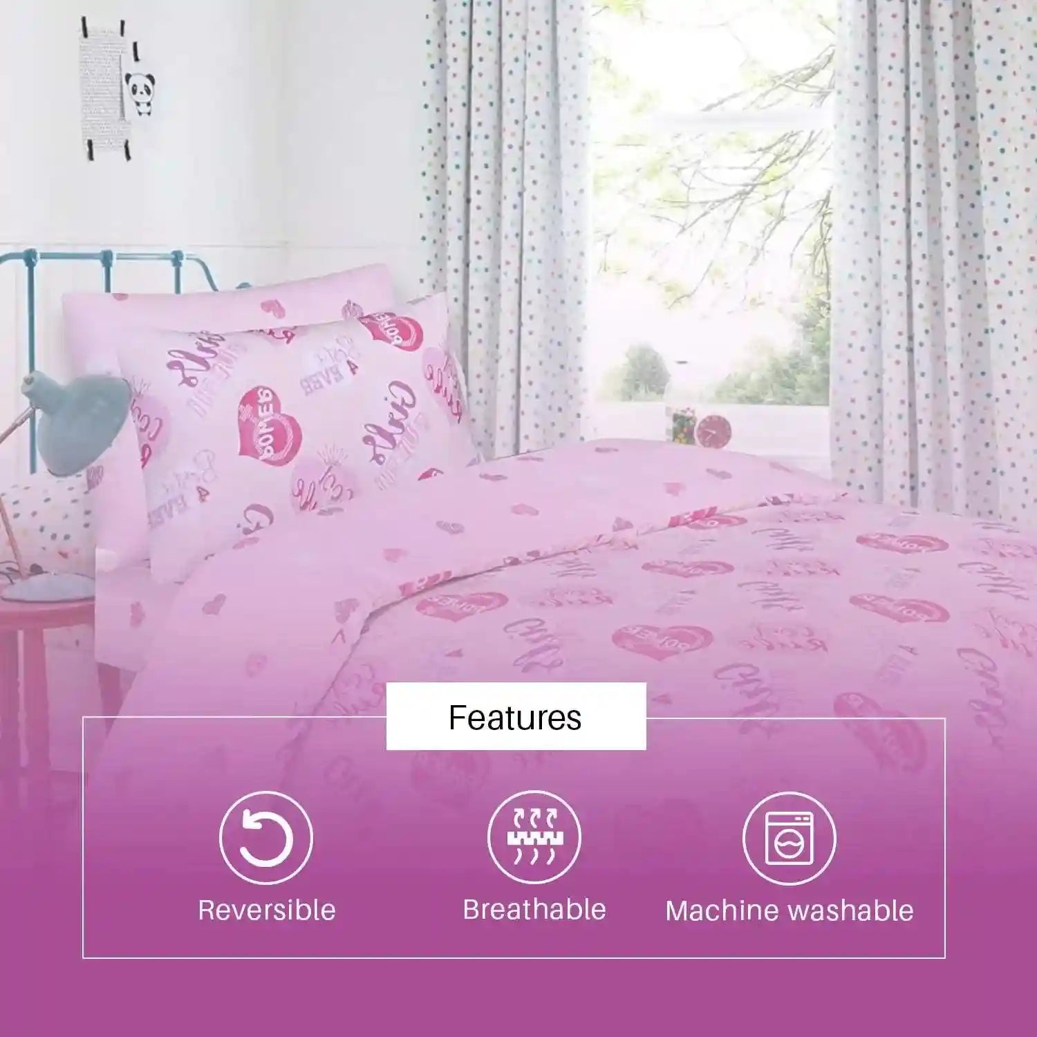 soft cotton girls duvet cover set with bedsheet