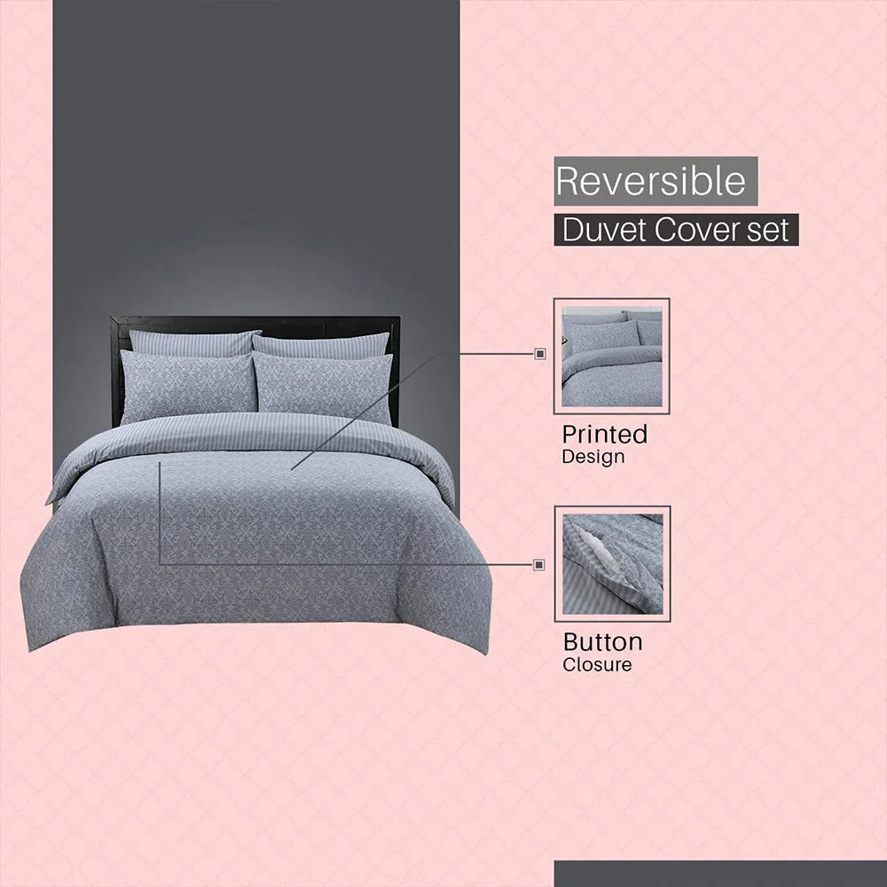 soft silver printed cotton duvet covers UK