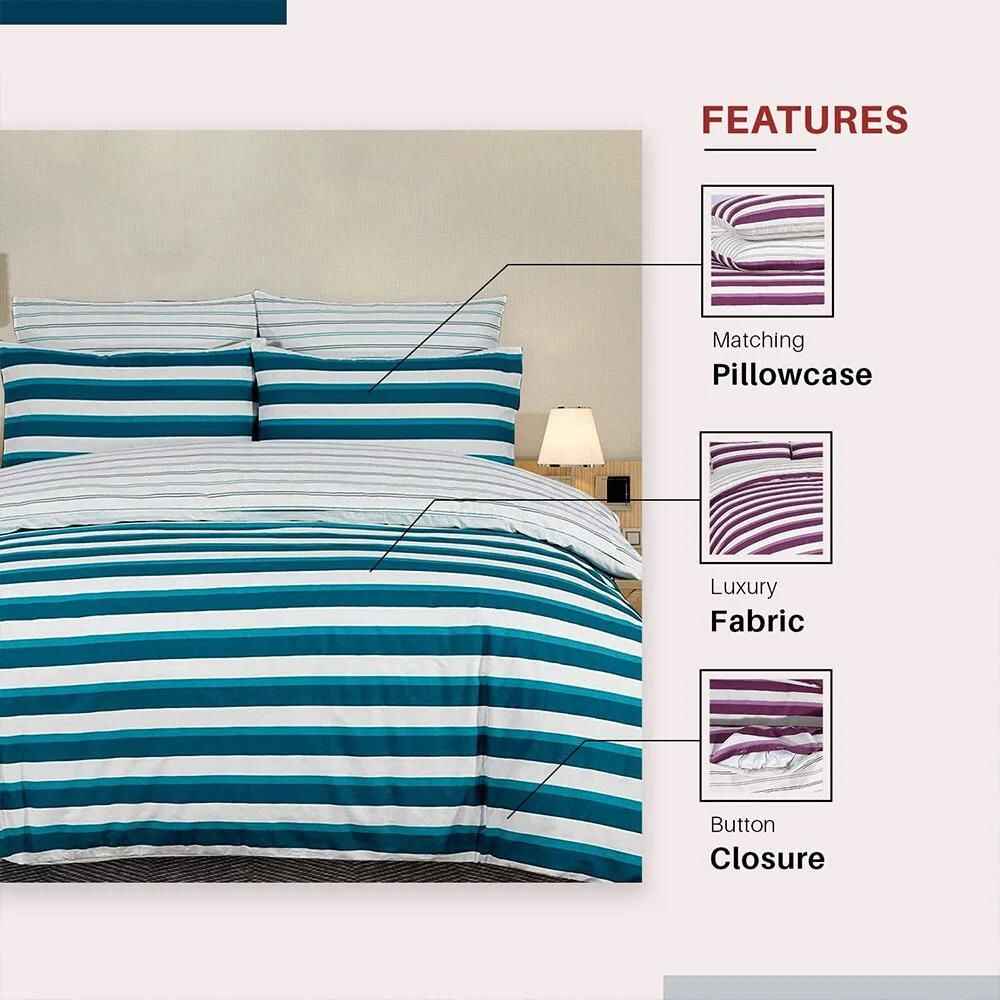 teal striped duvet cover set