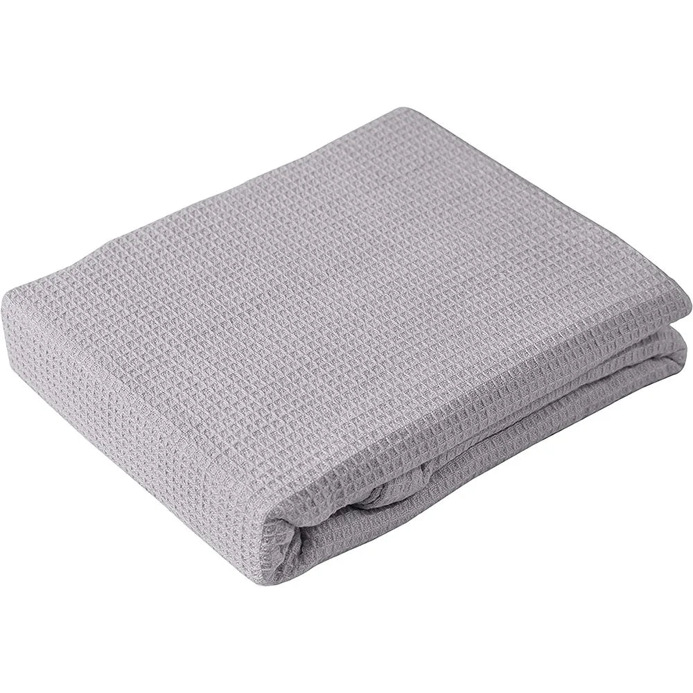 Cotton Waffle Weave Thermal Blanket - Silver