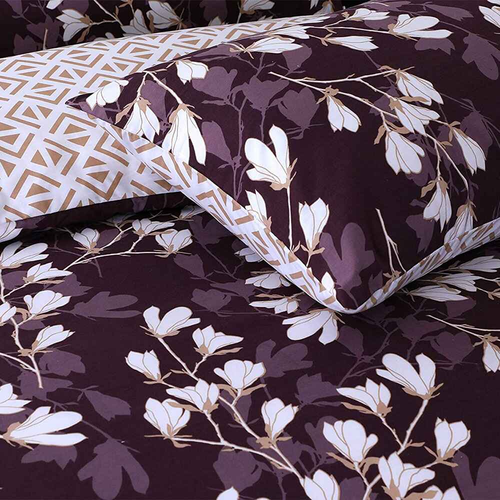 wrinkle resistant polycotton duvet cover purple print